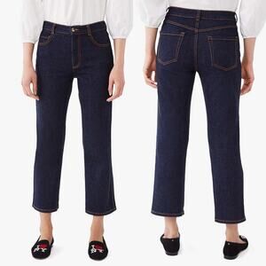 Kate Spade Denim Kick Flare Jeans Dark Wash Blue Size 24 Cropped Length